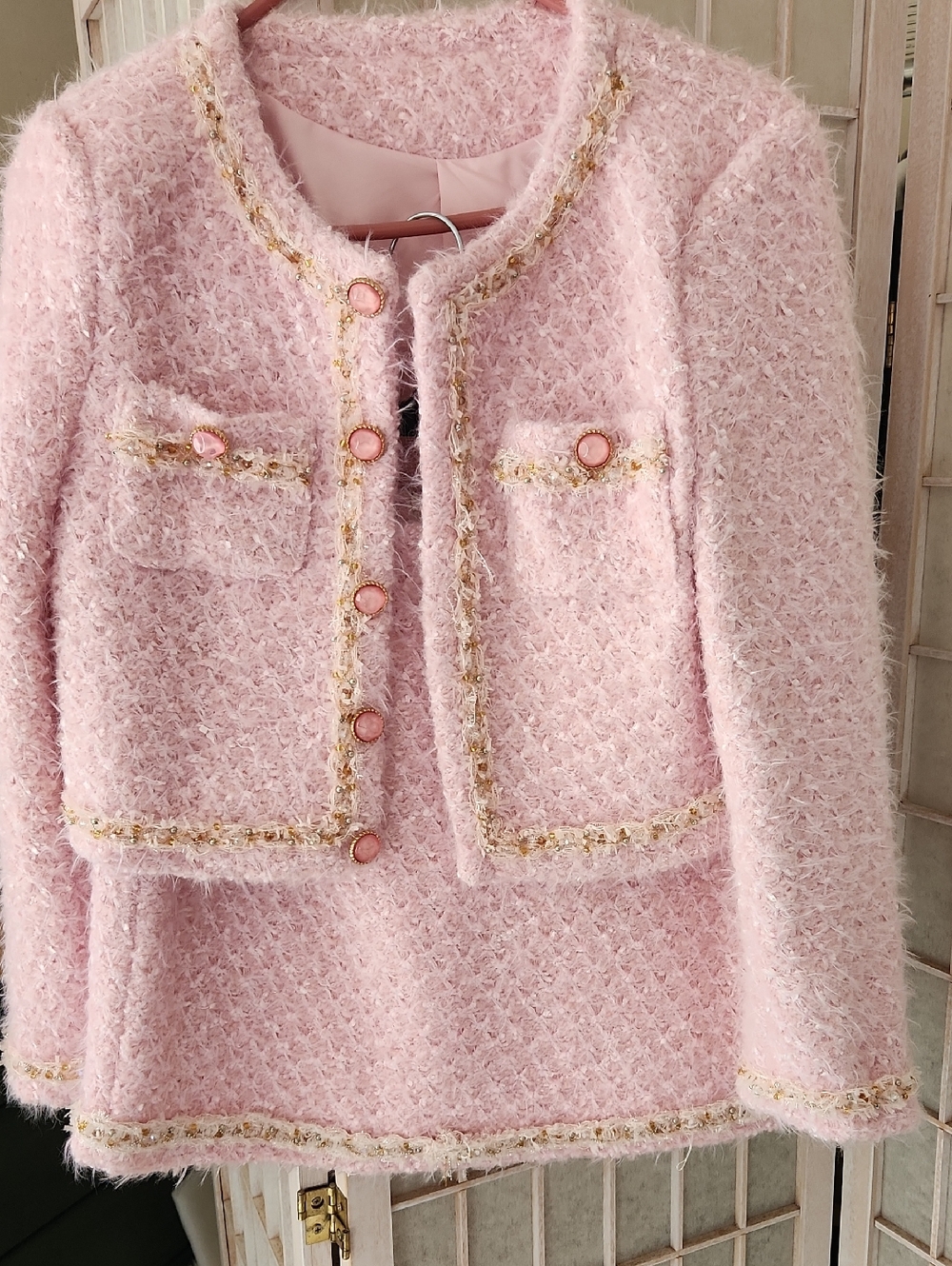 BARBIE!! Pink Tweed Two-Piece Jacket & Skirt Set